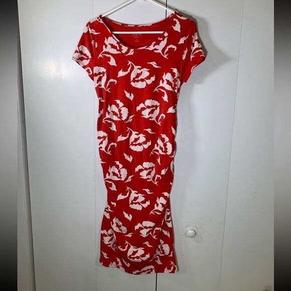 Isabel Maternity Medium Red‎ and White Floral Dress - Picture 1 of 4